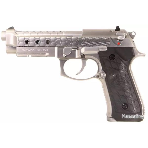 PISTOLET 6MM GAZ M9A1 HEX CUT GEN 2SILVER