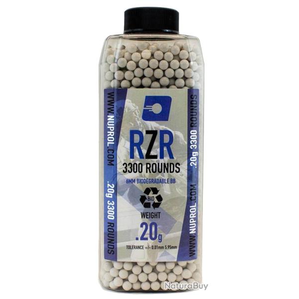 Billes Airsoft 6mm RZR 0.20g BIO bouteille 3500 bbs - 0,20g