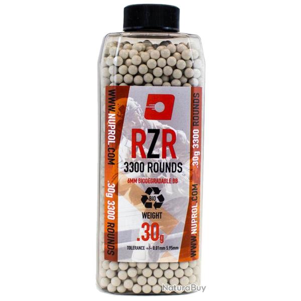 Billes Airsoft 6mm RZR 0.30g BIO bouteille 3500 bbs - 0,30g