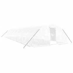 Serre tente abri plante fleur l&eacute;gumes avec cadre en acier 80 m&sup2; 16 x 5 x 2,3 m blanc 02_0044633