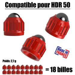 18 projectiles pour T4E HDR50 CO2 cal.50 bille 8mm 2,7g - Rouge