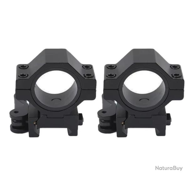 Colliers de fixation bas avec attache rapide pour lunette de tir rail 22 mm diam�tre 25,4 / 30 mm