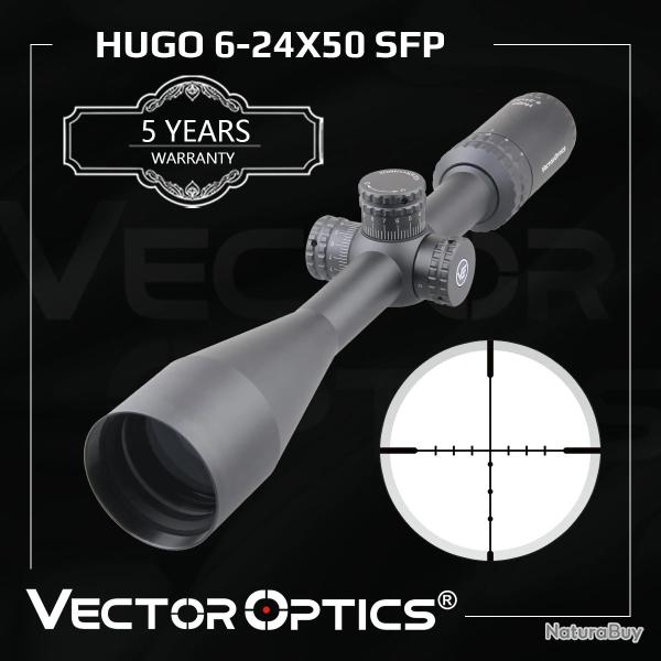 Lunette Vector Optics Hugo 6-24x50 R�ticule BDC VOW-10 R�sistante Choc Parfaite .22WMR & 308Win