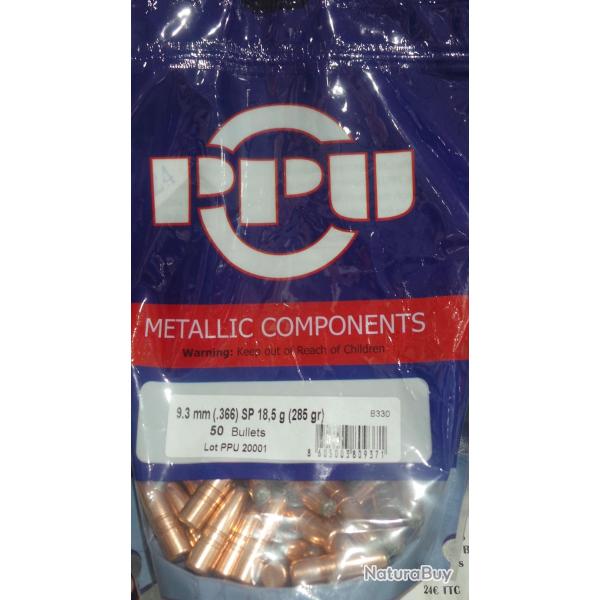 Ogives PPU Cal. 9.3mm SP 285grs - sachet de 50 unit�s