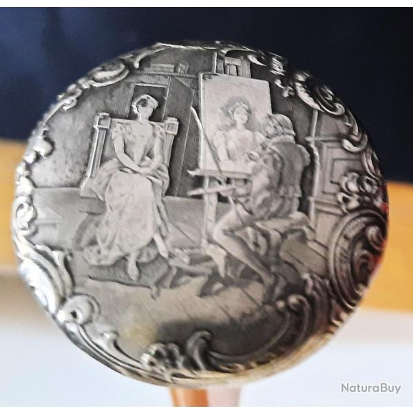 ANCIENNE CANNE DE COLLECTION " MOLY" Le peintre et son mod�le.