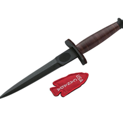 B&ouml;ker Plus 02BO109 Dague V-42 Devil's Brigade - lame 17,8 cm carbone 1095, &eacute;tui cuir