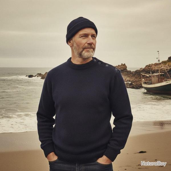 Pull breton  boutons 100 laine