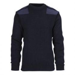 Pull Commando OTAN bleu marine 100 % laine vierge, renforts tactiques XL