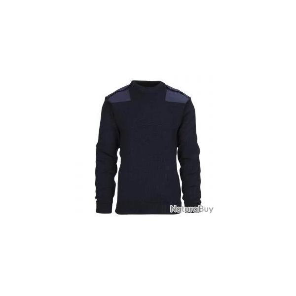 Pull Commando OTAN bleu marine 100 % laine vierge, renforts tactiques XL