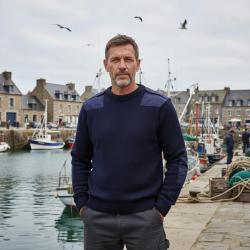 Pull Commando OTAN bleu marine 100 laine vierge. renforts tactiques