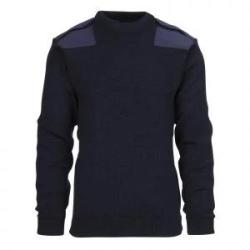 Pull Commando OTAN bleu marine 100 laine vierge. renforts tactiques