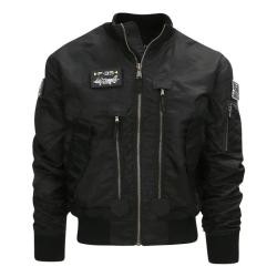 Blouson aviateur F 35 noir en nylon | Veste pilote premium