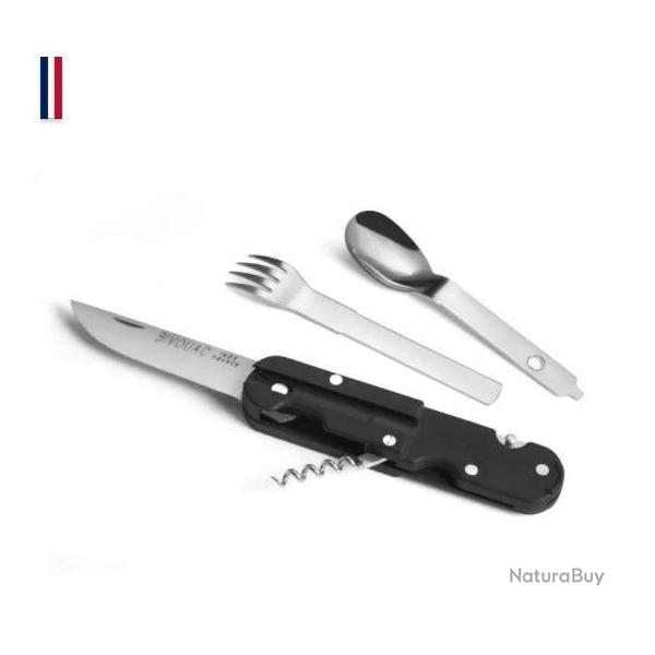 Set de couverts camping pliant inox - Couteau multifonction
