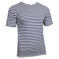 Telnyashka russe authentique t shirt ray&eacute; bleu et blanc de la marine. symbole militaire