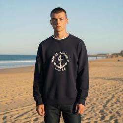 Sweat shirt &agrave; capuche Marine Nationale bleu Qualit&eacute; coton