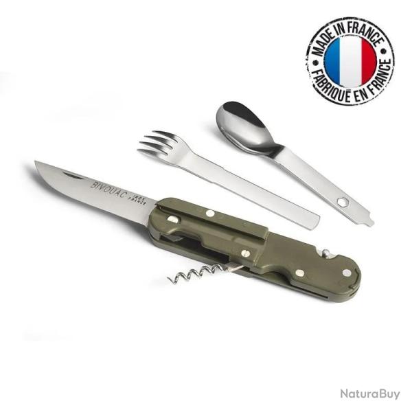 Couteau Bivouac Multifonctions 6-en-1 : acier tactique pour camping et survie