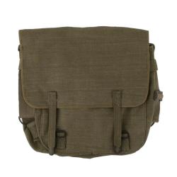 Musette militaire vintage TTA ann&eacute;es 50 - Sacoche toile authentique