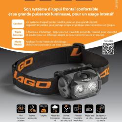 Lampe frontale LAGO BRX3.0