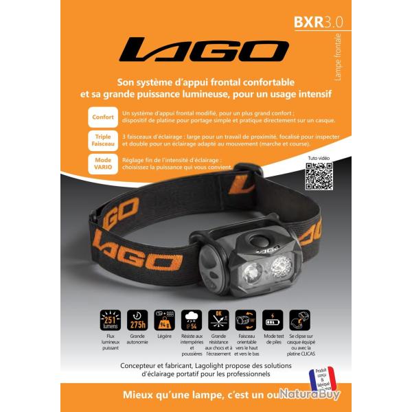 Lampe frontale LAGO BRX3.0