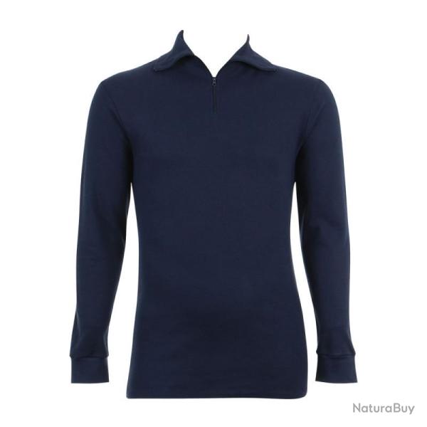 Chemise col zip marine 100 coton