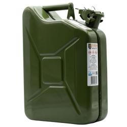 Jerrican essence 10 litres robuste OTAN, remplissage s&ucirc;r et rapide