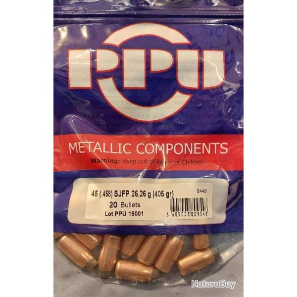OGIVES PPU 45 (.458) SJFP 405gr par 20