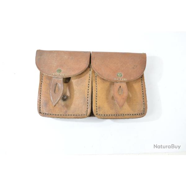 Cartouchi�re Fran�aise cuir ann�es 1950 MAS 36 MAS36 pour clips 7,5mm mas. Cuir Fauve. Indo