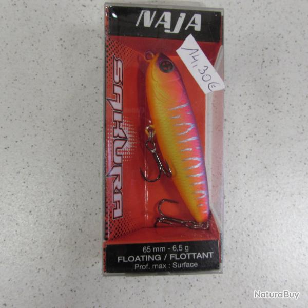Leurre flottant SAKURA Naja, 65 mm, 6,5g, mod�le mat pink tiger