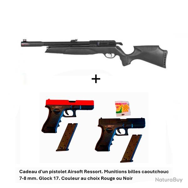 PACK-CADEAU ! Carabine Arrow Gamo Cal 4,5 mm + Cadeau pistolet Airsoft Ressort Glock 17.Cal. 7-8 mm