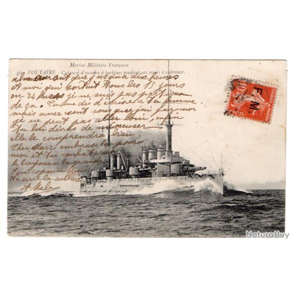 CPA-Marine Militaire Fran�aise -Voltaire , cuirass� d'escadre � turbines pendant ses essais � N�1406