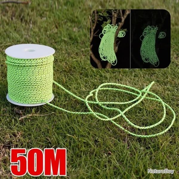 Paracorde R�fl�chissante 50Metres FLUO Parachute 2.5mm Survie Camping Durable Sangle Tente Linge