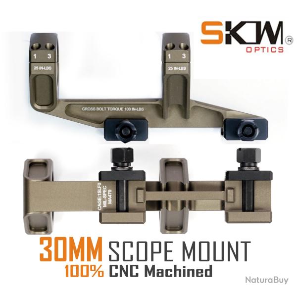 SKWoptics-Scope Rings Low AR15 M4 Mount CNC, rails Picatinny 1913, 30 mm