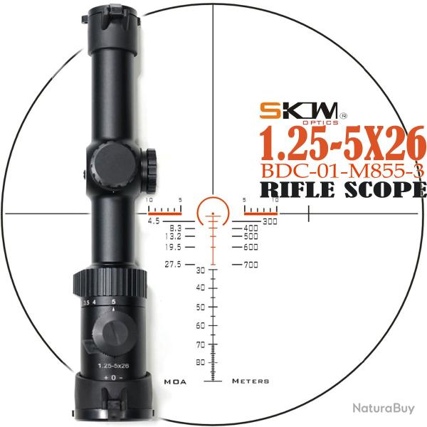 SKWoptics-Lunette de vise DulRiflescopes pour la chasse 1.25-5x26 -**Option A- LIVRAISON GRATUITE