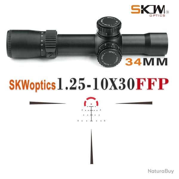 SKWoptics-Lunette de vise FFP pour fusil de chasse monture 34mm 1.25-10x30-