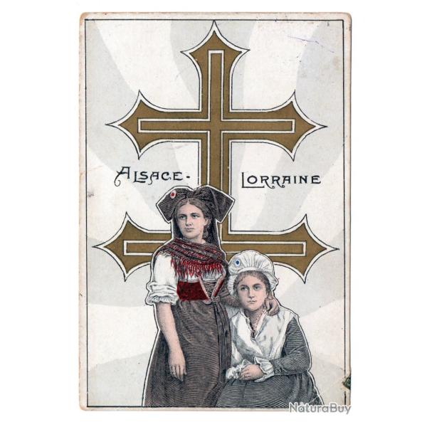CPA Militaria Patriotique - Alsace-Lorraine (jeunes femmes devant la croix) N�1014