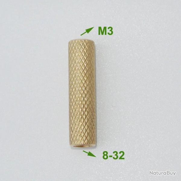 adaptateur double femelle pour baguette de nettoyage - 8-32 vers M3