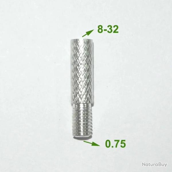 adaptateur en aluminium pour baguette de nettoyage - 0.75 male vers 8-32 femelle