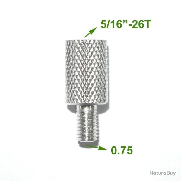 adaptateur en aluminium pour baguette de nettoyage - 0.75 male vers 5-16"26T femelle