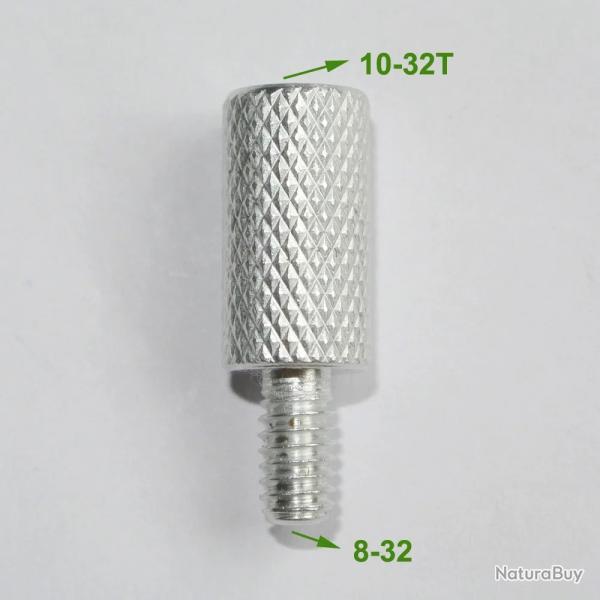 adaptateur en aluminium pour baguette de nettoyage - 8-32 male vers 10-32T femelle