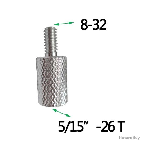 adaptateur en aluminium pour baguette de nettoyage - 8-32 male vers 5-15"26T femelle