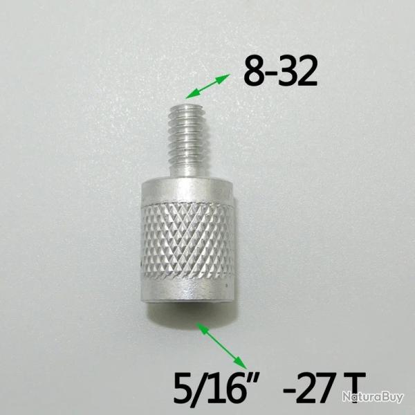 adaptateur en aluminium pour baguette de nettoyage - 8-32 male vers 5-16"-27T femelle