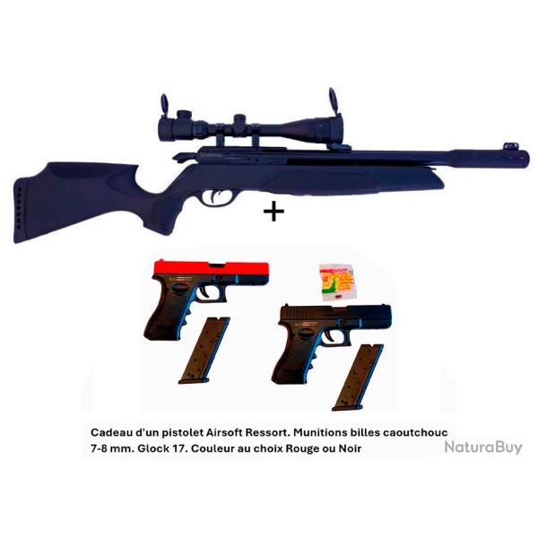 PACK-CADEAU ! Pack-4 Carabine Arrow Gamo 4,5 mm + Cadeau pistolet Airsoft Ressort Glock 17- 7-8 mm
