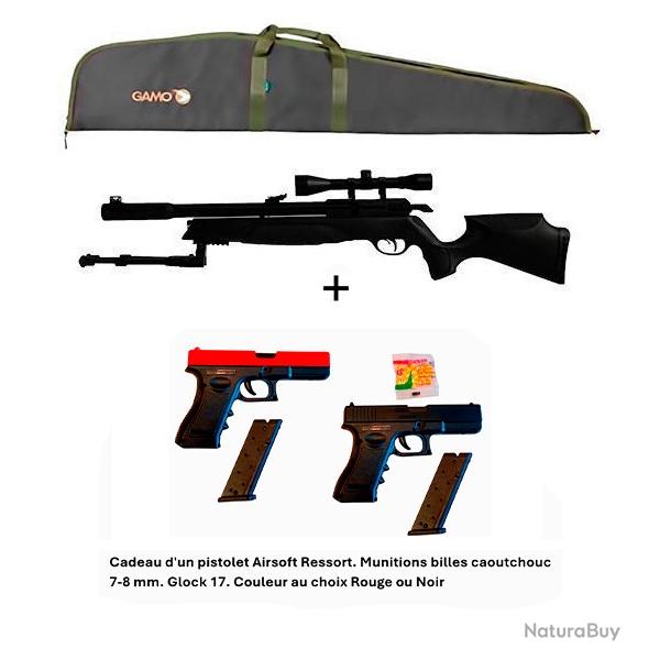 PACK-CADEAU ! Pack-6 Carabine Arrow Gamo 4,5 mm + Cadeau pistolet Airsoft Ressort Glock 17.C. 7-8 mm