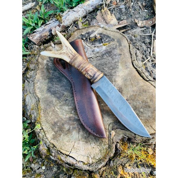 couteau d'artisan bowie, l�gende d'automne / acier carbone 1095