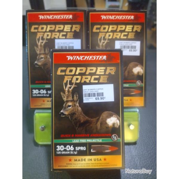 Lot de trois bo�tes de balles winchester copper force calibre 30-06 125 grain 8.1g