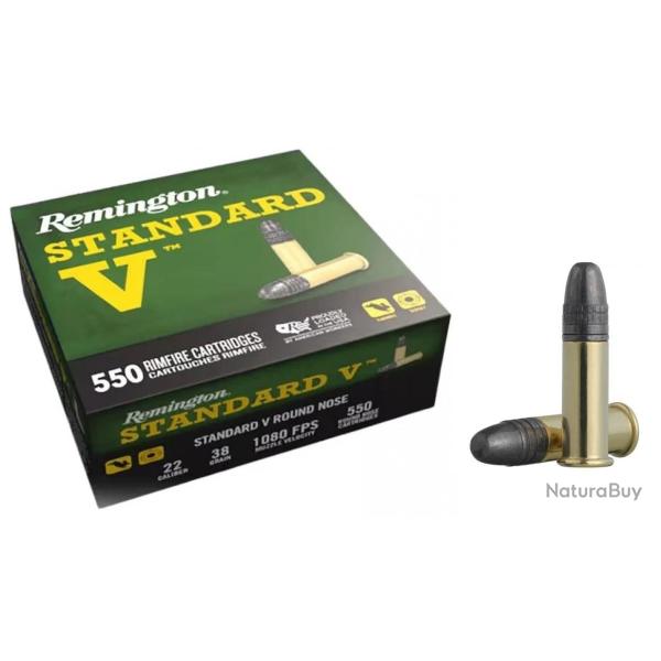 Vente flash ! 1 BOITE DE 550 MUNITIONS REMINGTON STANDARD V CAL 22LR 38GR POINTE RONDE PLOMB