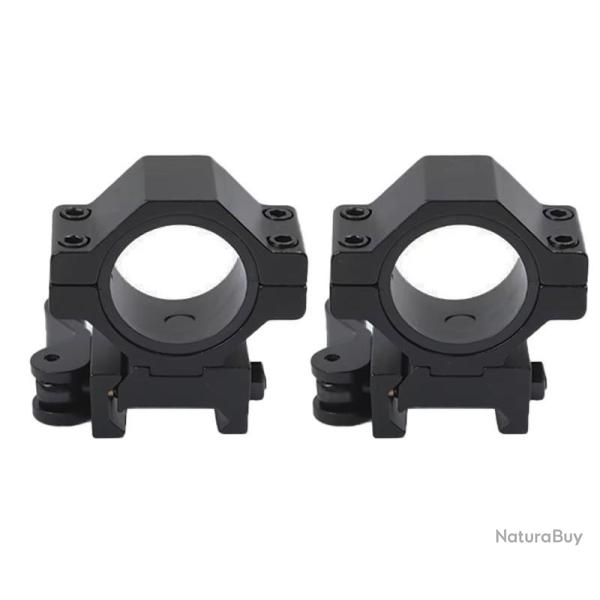 Colliers de fixation bas avec attache rapide pour lunette de tir rail 22 mm diam�tre 25,4 / 30 mm