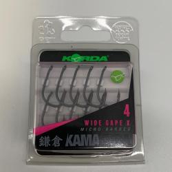 Hameçons kamakura taille 4 wide gape x micro barbed Korda