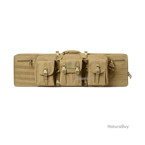 Sac de Fusil Rembourr� 95CM 2 Armes Syst�me Molle Verrouillable  � Dos ou Poign�e Chasse Kaki