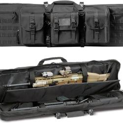 Sac de Transport Tactique Double Fusil 2 Armes Syst&egrave;me MOLLE Rembourr&eacute; Verrouillable Chasse Tir N